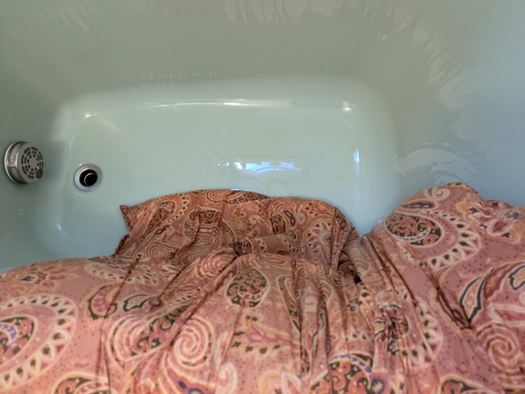 羽毛布団を水洗いで水抜き